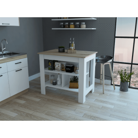 Brooklyn Antibacterial Surface Kitchen Island; Three Concealed Shelves